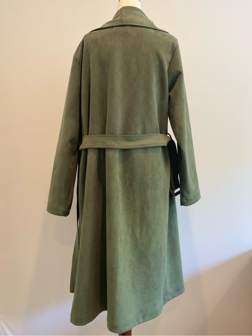 Elodie Green Draped Belted Trench Coat - size medium - Picture 4 of 6